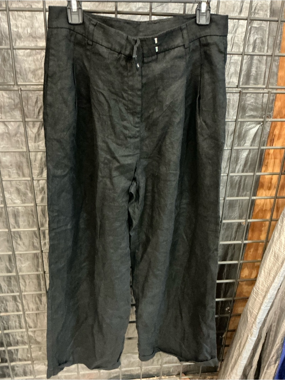 Free People Black Wide-Leg Drawstring Chinos
